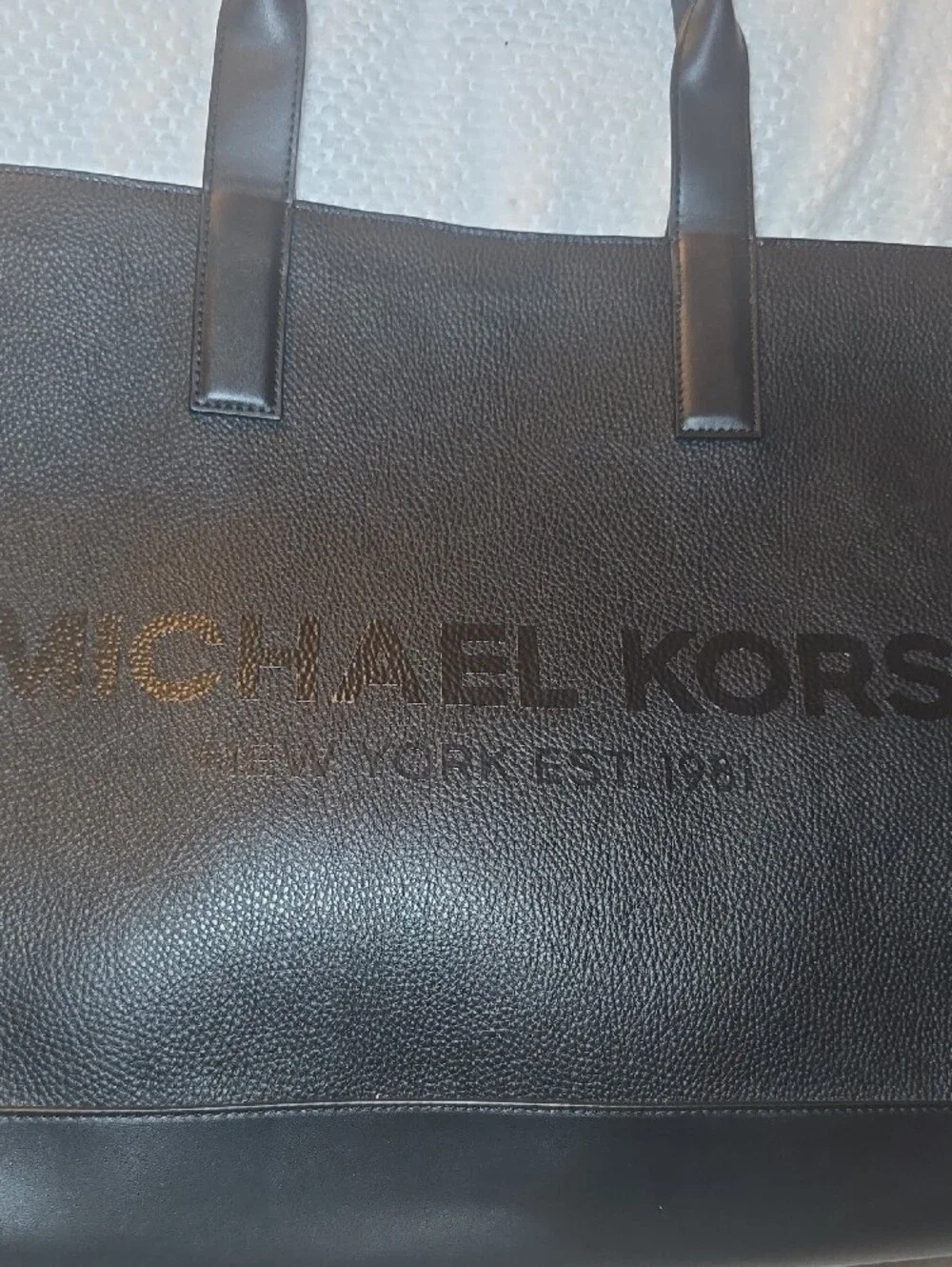 Michael Kors Black Leather Logo Tote Briefcase